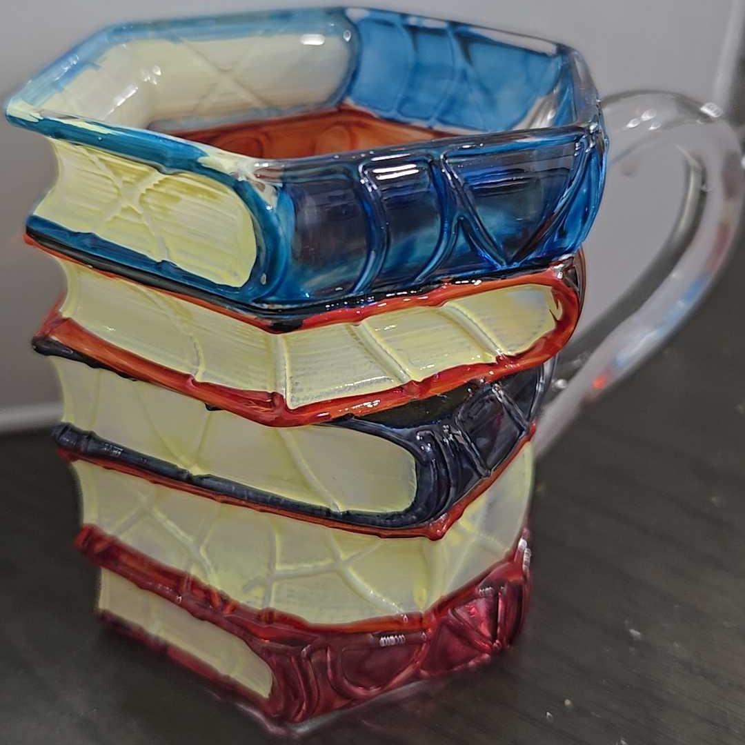 3D Painted Stacked Book-Shaped Mug, Innovative Colorful Coffee Cup, Perfect Gift for Literature Lovers