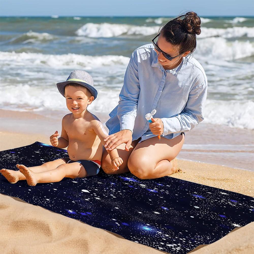 Galaxy Starry Sky Digital Print Beach Towel, Quick Dry Pool Towel, Multipurpose Camping Towel & Bath Towel Blanket, Ideal for Beach Pool Camping, Perfect Gift