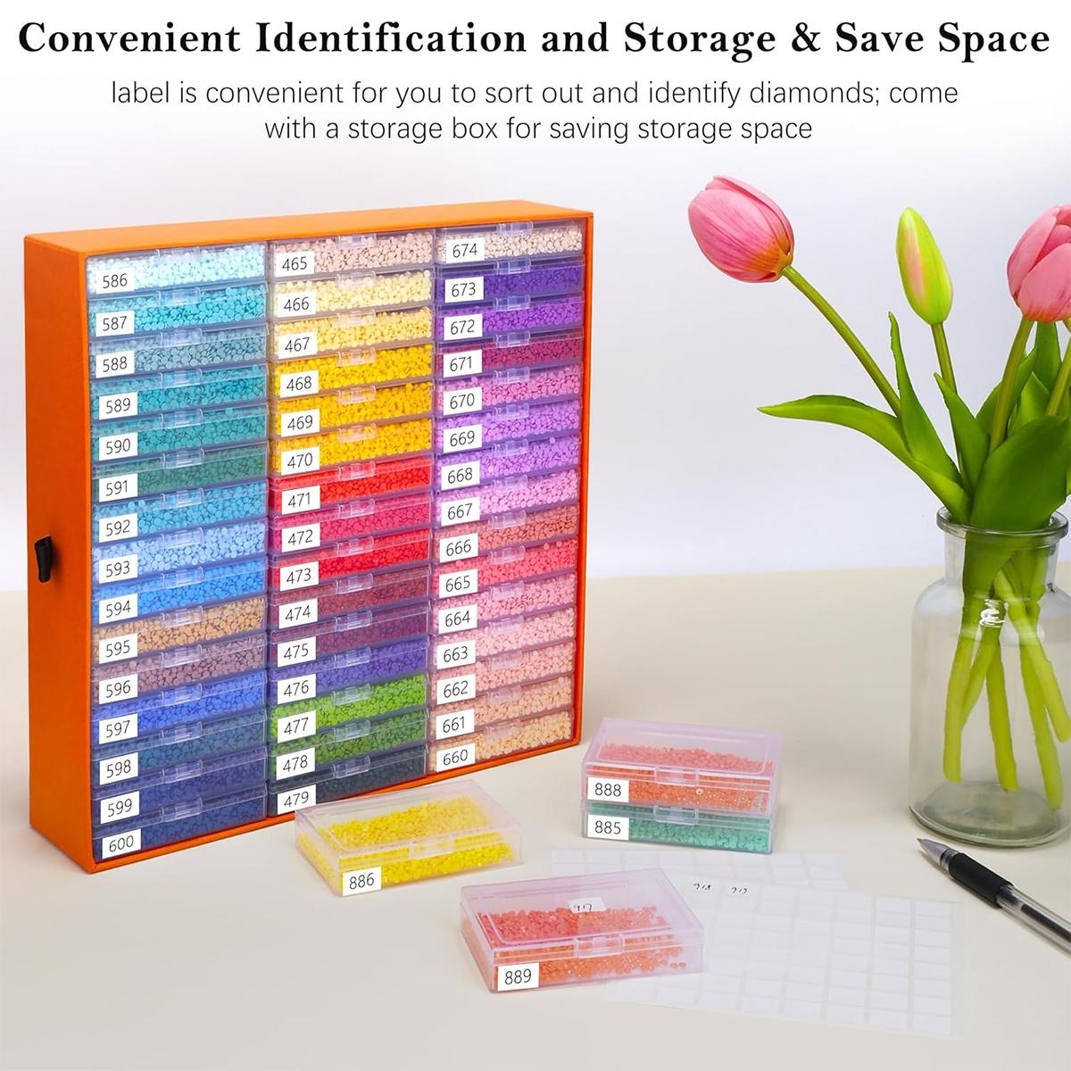 BASIC SUPPLY Diamond Painting Storage Containers, 15/30/45 Grid Art Organizer Tray with Lid, Bead Storage & Organization Box, Cloud Design Bottom, Diamond Art Tools