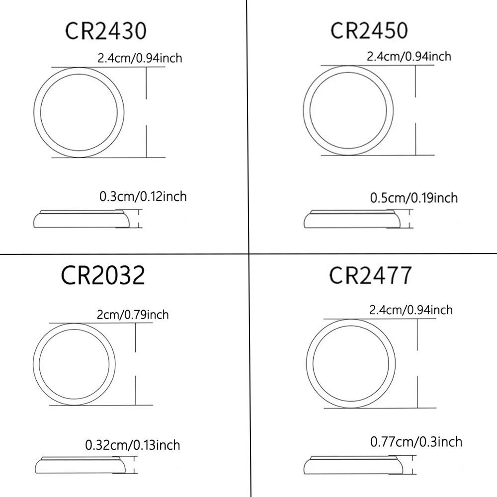 5pcs Cr2032/cr2450/cr2430/cr2477 3v Lithium Button Coin Cell Batteries, Compatible for Electronic Remotes, Toys, Digital Weighing