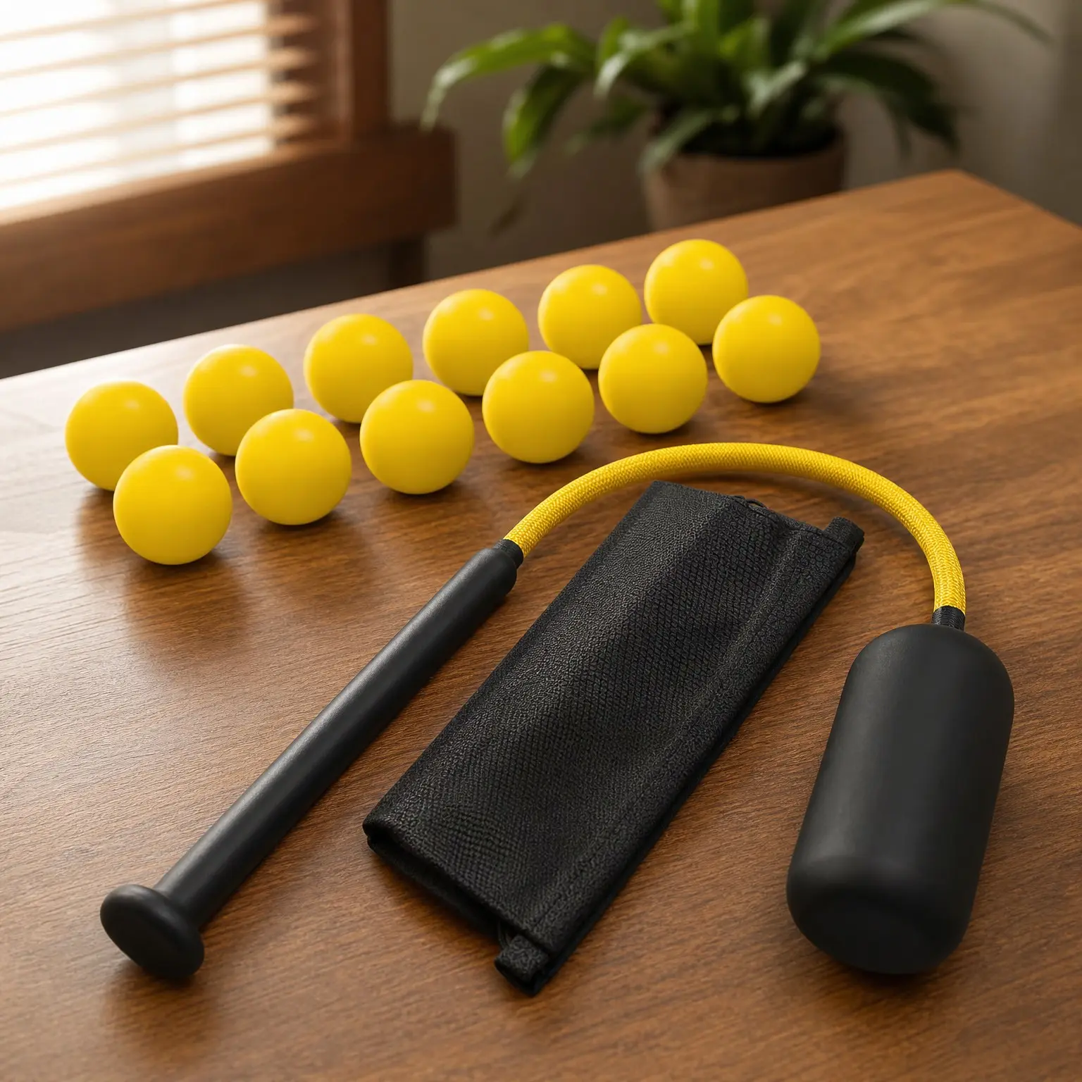 Baseball Swing Trainer Bat with 12 Soft Practice Balls & Carry Bag - Kinetic Chain Hitting Mechanics Tool with Adjustable Grip, Nylon Rope Centrifugal Force Corrector for All Skill Levels