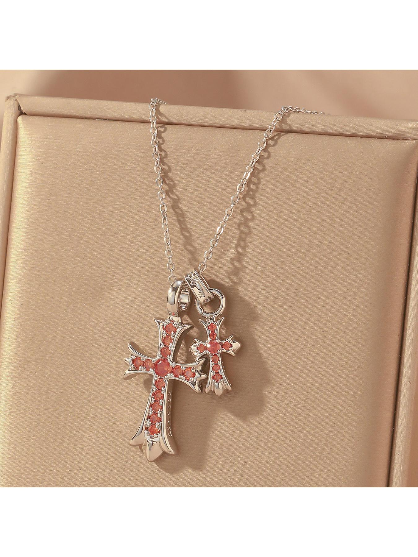 Women's Internet celebrity double cross necklace, niche design, light luxury, versatile, personalized, sweet and cool, versatile pendant collarbone chain