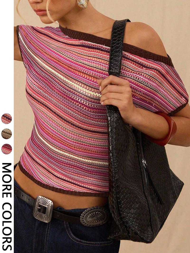 Women's Casual Striped Top T-Shirt, Stylish Ladies' Fashion Tee, Comfortable and Trendy, Perfect for Daily Wear