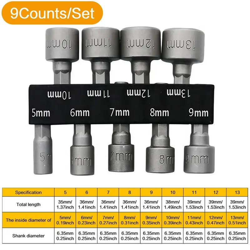 1/4 Inch Hex Socket Adapter,Power Nut Driver Drill Bit Set,Power Tool Accessories for Electric Screwdriver,Hand Dril,Suitable for Quicker Change Chuck,Electric Screwdriver,Hand Drill,Pneumatic Drill,Lithium Drill.