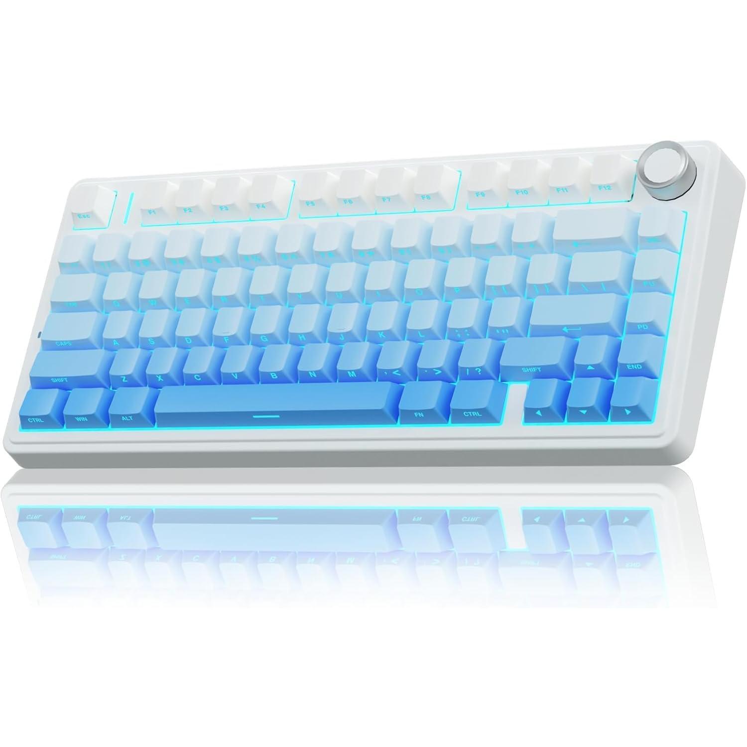 Keyboard and  Combo, F75 Pro 75% Hot Swappable Custom Keyboards+SC580  Gaming  White