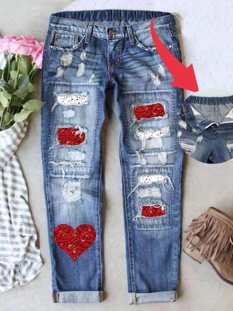Women’s Ripped Patch Boyfriend Jeans with Multiple Cute Prints Loose Washed Denim Mid-Waist Elastic Waist Breathable & Comfy Women’s Ripped Patch Boyfriend Jeans with Multiple Cute Prints Loose Washed Denim Mid-Waist Elastic Waist Breathable & Comfy