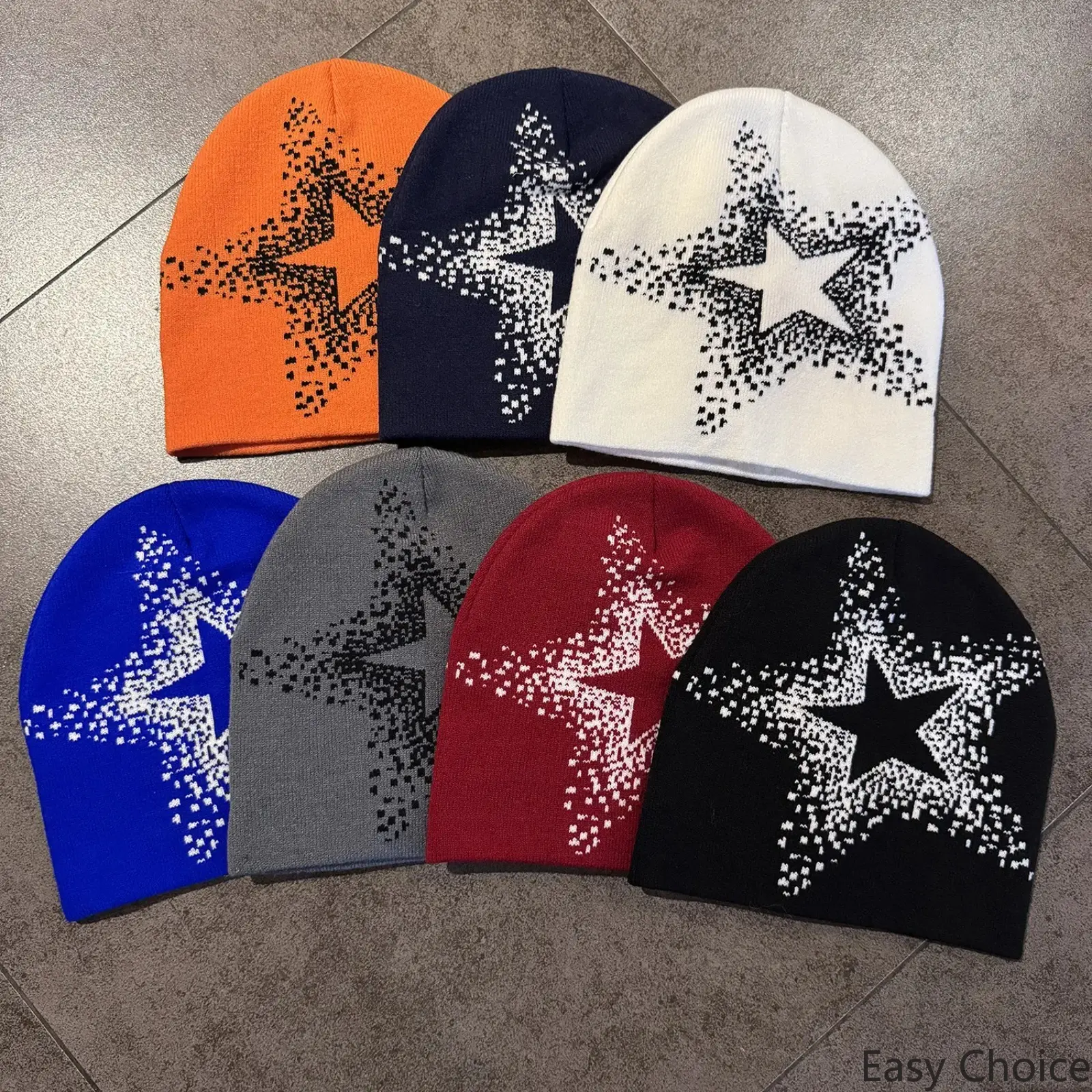 Viral Trendy Star‑Pattern Knit Beanie Hat for Men & Women, Cool Unique Retro Winter Warm Streetwear Cap, Soft Casual Knitted Cap, Must‑Have Fashion Accessory for Daily Outfits & Clothing Matching