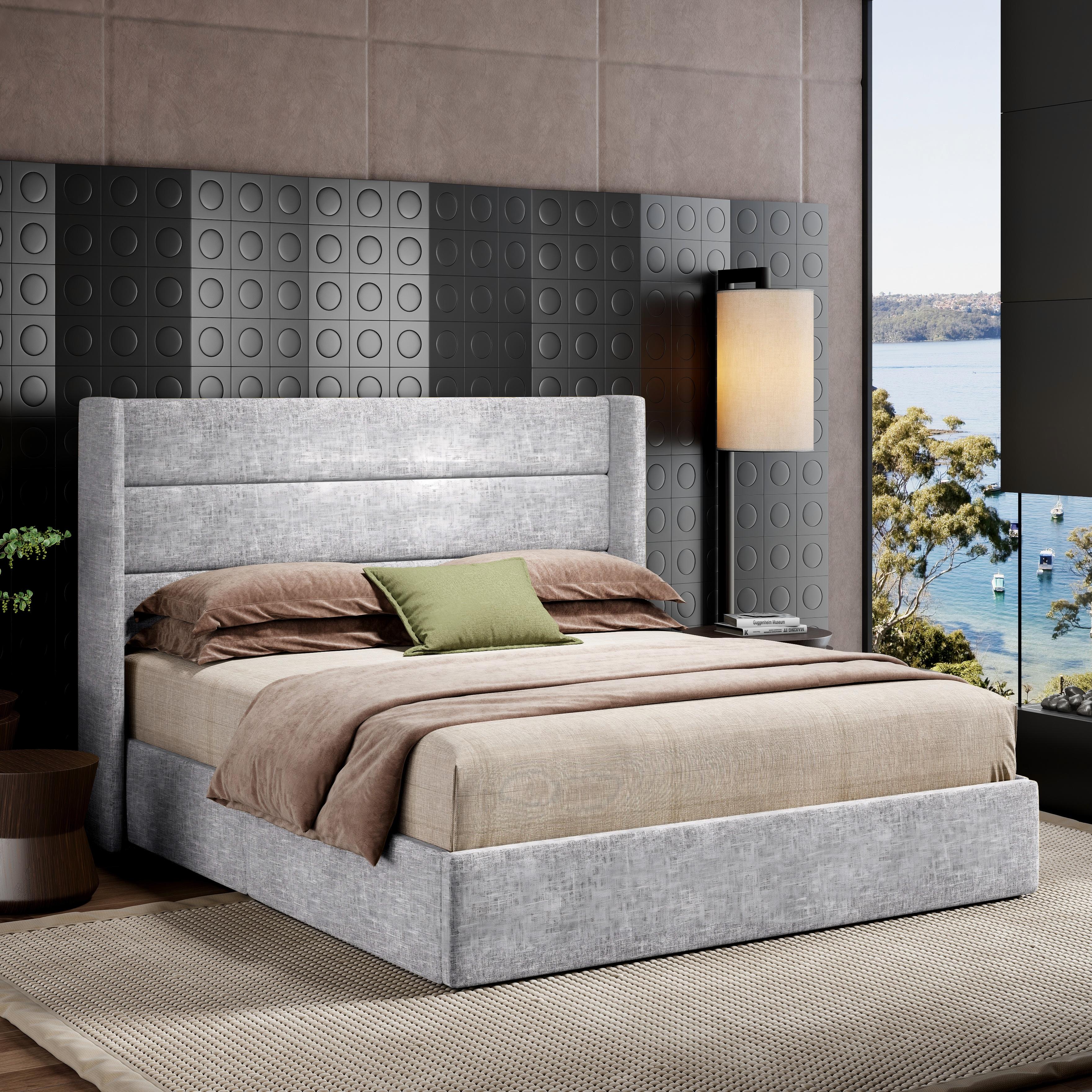 MUTICOR Gas Lift-Up Storage Bed Frame, Linen or Velvet Upholstered Headboard,No Box Spring Needed,Solid Wood Slats,Full/King/Queen Size Bed Frame#TikTokShopBlackFriday #ChristmasGifts