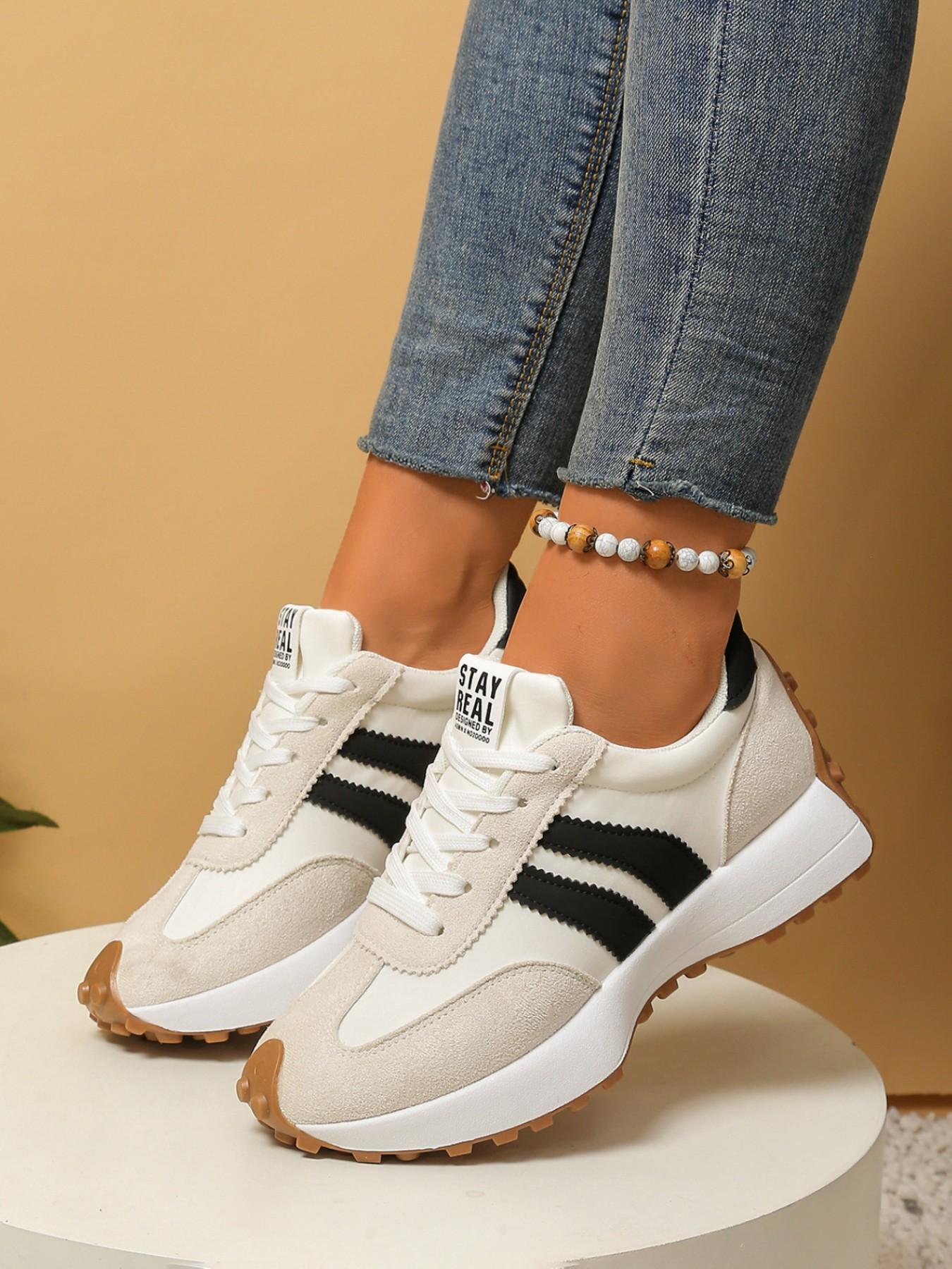 Spring Summer Retro Aggressive Shoes Women, Imitated Deer Skin Material, Casual Training Shoes, Anti-Slip Thick Sole, Outdoor Shopping Commute