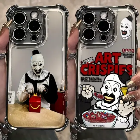 Horror Art the Clown Funny Phone Case For iPhone 18 Promax 17 16 15 14 13 12 11 Mini Pro Max Air X XR XSMAX & Samsung Galaxy S26 S25 S24 S23 S22 S21 FE Ultra Plus EDGE Anti-Drop anti-fall Transparent Soft Back Cover