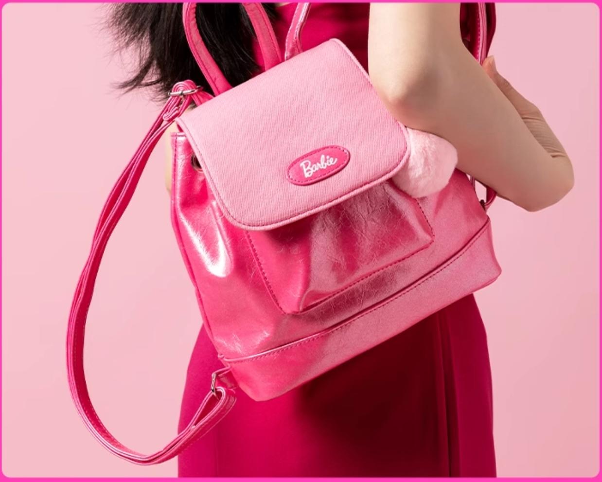 【Festive Bag】Miniso Fancy Barbie Collection Backpack (Pink&Green) - Perfect Festive Bag for Girls, Holiday & Holiday Haul