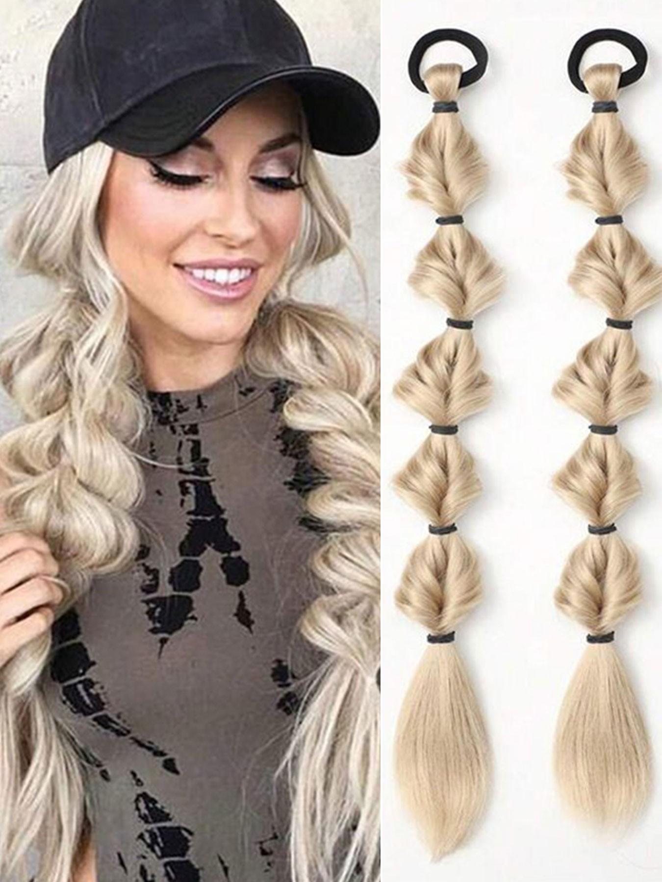 Bubble Ponytail Wig Synthetic Braided Extensions, Hair Ties & Hair Band Included, Ideal for DIY Daily Wear, Versatile Hairpiece Accessory