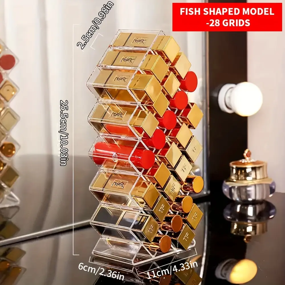 Lipstick Organizer Box, Large Capacity Layered Storage Rack, Makeup Vanity Shelf, Trendy Lipstick Display Stand, Desktop Organizer, Clear Acrylic Organizer