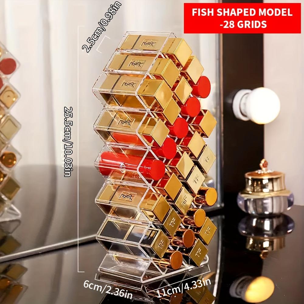 Lipstick Organizer Box, Large Capacity Layered Storage Rack, Makeup Vanity Shelf, Trendy Lipstick Display Stand, Desktop Organizer, Clear Acrylic Organizer