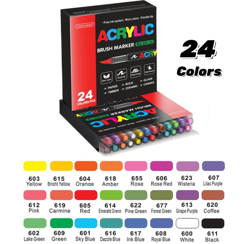 Acrylic Paint Markers, Soft Brush Tip Pens and Markers, Acrylic Paint Pens for Wood, Stone, Canvas, Glass, Fabric, Egg, Rock Painting and DIY Crafts Art Supplies, Art Markers Set,Permanent,Washable,Quick-Drying,Waterproof