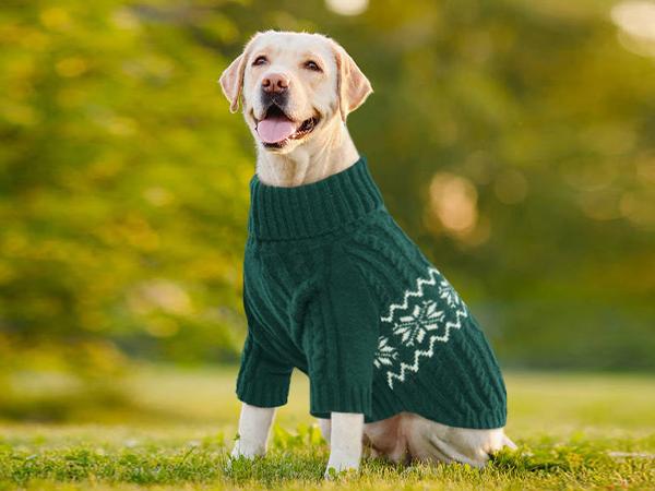 Kuoser Dog Sweater, Dog Sweaters for Medium Dogs, Doggie Sweater Boy Girl Christmas Clothes, Winter Coat Apparel Cable Knitwear, Pet Sweatshirt Outfit for Frech Bulldog, Boston Terrier