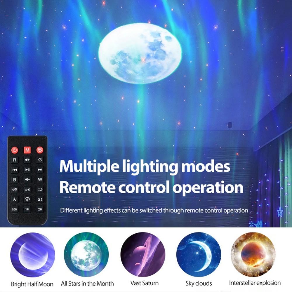 Rechargeable Projector Table Lamp Holiday Gifts Aurora Northern Light  Ambient Projector Light Bedroom Wireless Ocean Wave Star Moon Aurora Dome Projector