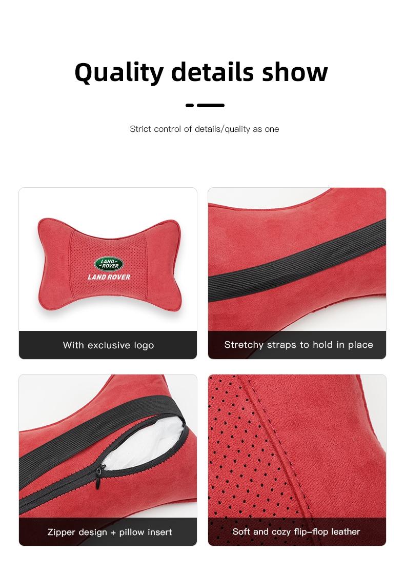 Car Suede Headrest Neck Support Auto Seat Accessories For Land Rover Range Rover Evoque Velar Defender Discovery Freelander Land Cruiser