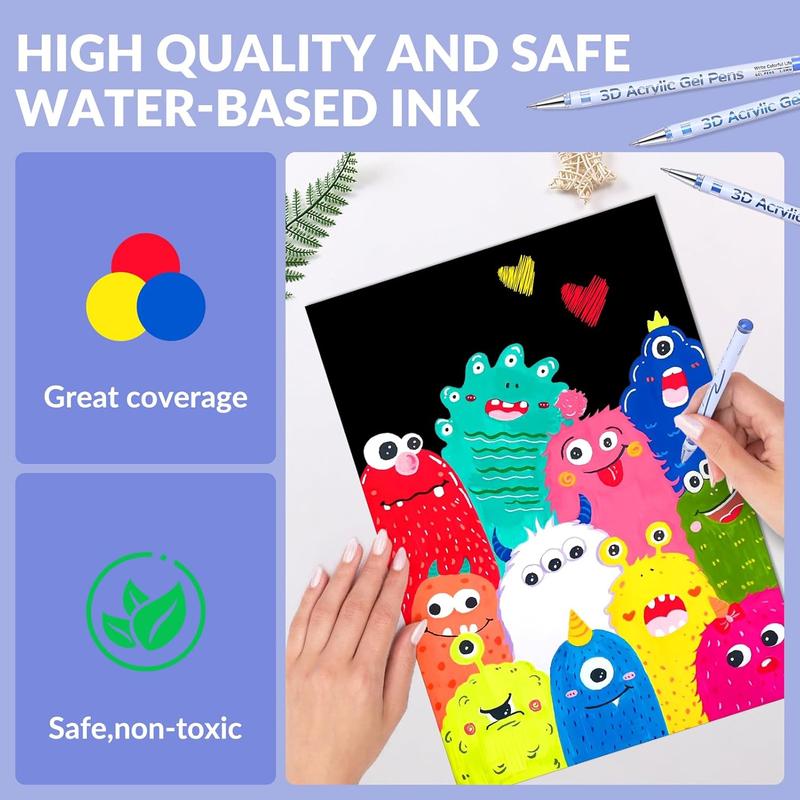 3D Acrylic Gel Pen, 1 Box Quick-drying Ink Gel Pen, Graffiti Painting Set, Acrylic Markers, Can Take Notes, Mark, Greeting Cards, Fill in Colors, Outline