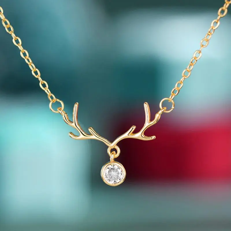 Elk Antler Necklace for Women, Trendy Deer Horn Pendant O-Chain Jewelry, Vintage Inspired Statement Charm Necklace, Christmas Holiday Gift for Her, Party, Date Night, Festival & Everyday Wear