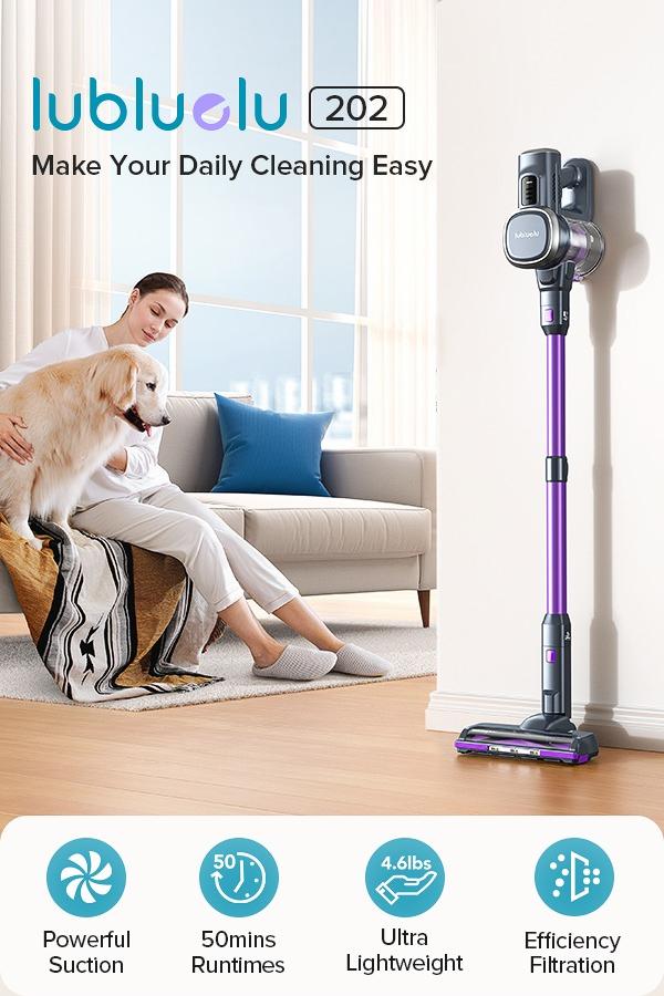 Lubluelu Cordless Vacuum Cleaner, 25000Pa Powerful Suction, LED Brush, 50Min Runtime, Lightweight Self-Standing for Pet Hair, Carpet & Hardwood Floors Lubluelu Cordless Vacuum Cleaner, 25000Pa Powerful Suction, LED Brush, 50Min Runtime, Lightweight Self-Standing for Pet Hair, Carpet & Hardwood Floors