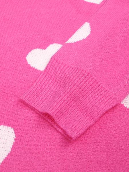 Women's Heart Print Round Neck Sweater, Casual Long Sleeve Crew Neck Jumper, Women's Knitwear For Daily Wear, Womenswear, Tops