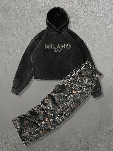 Two-Piece Set Men's Camo Print Sweatshirt & Sweatpants Set, Regular Fit Casual Long Sleeve Pullover & Jogger Pants, Men's Two-piece Outfits for Daily Wear