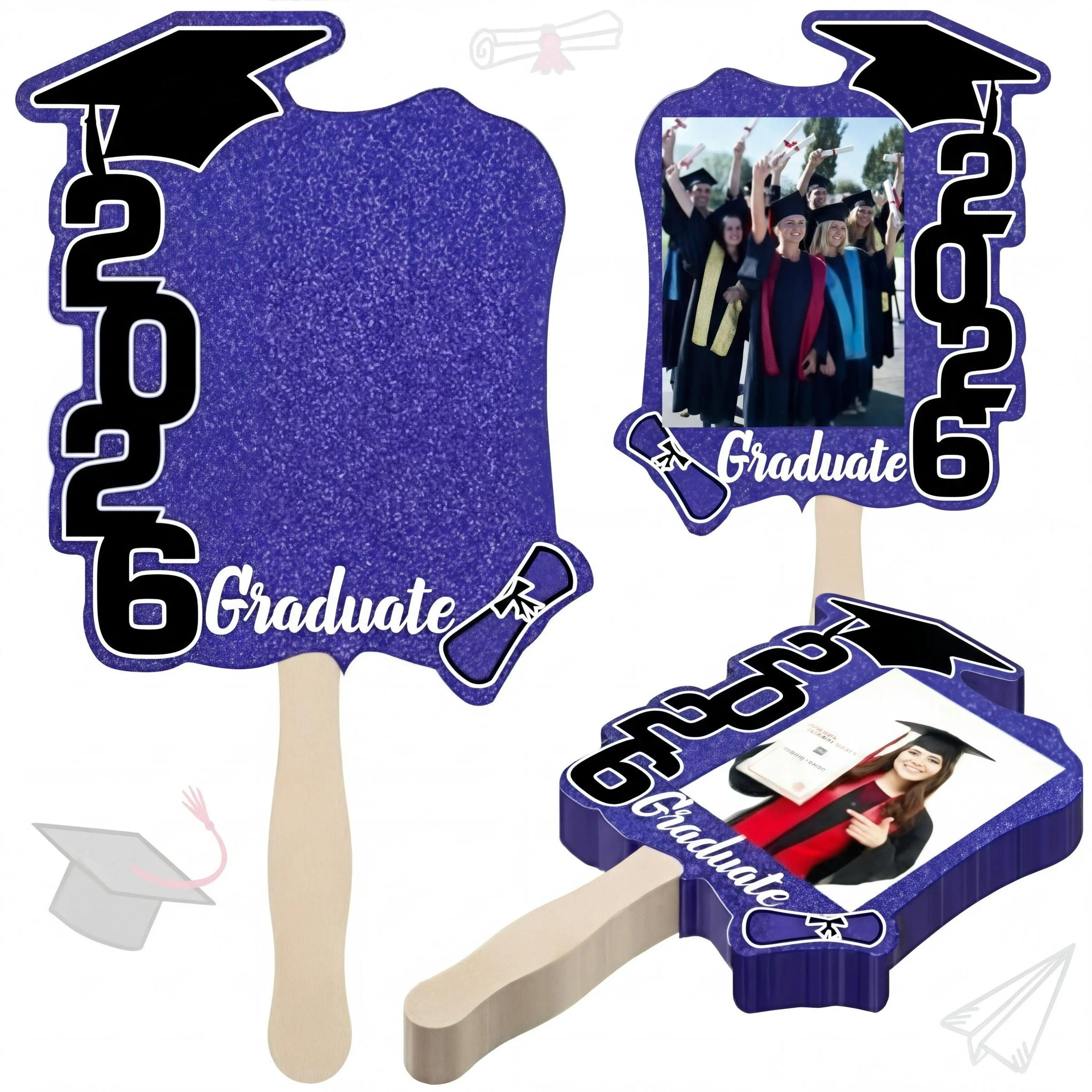 "Class of 2026" Handheld Fan — Double-Sided Printed Graduation Photo Prop, Doubling as a Commemorative Keepsake and Graduation Party Supply