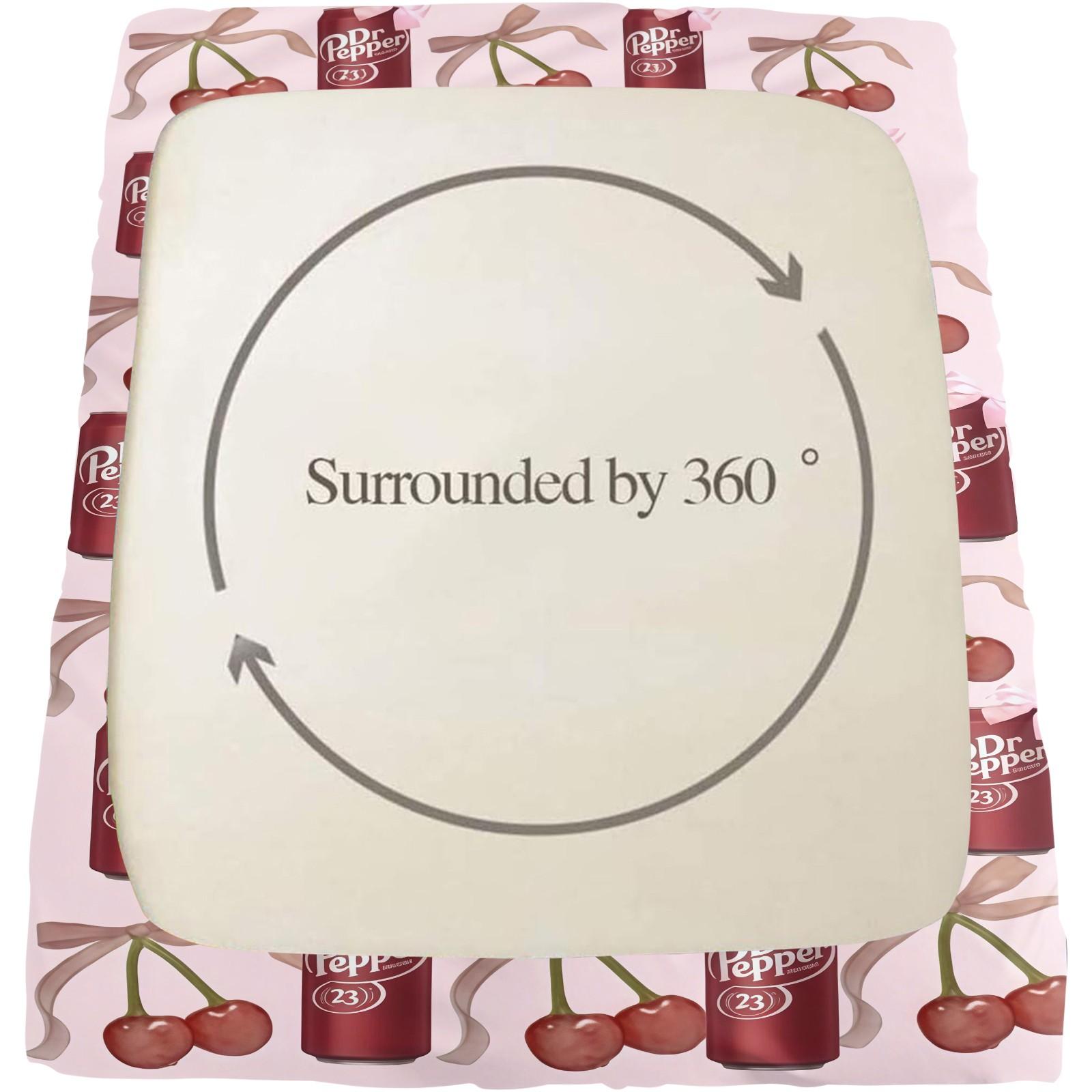 3 Piece Dr Pepper Cherry Fitted Sheet Set, 1 Fitted Sheet + 2 Pillowcases, Retro Soda Drink Pink Bow Bedding, Cute Girly Bedroom Decor for Soda Lovers, Ideal Gift for Dr Pepper Fans