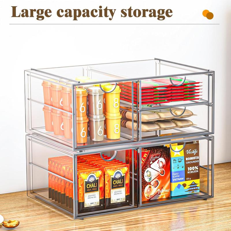 7CODE Makeup Organzier with 5 Drawers, Clear Stackable Storage Drawers, Bathroom Countert Organizer,Plastic Storage Bins For Makeup, Vanity, Cabinets, Pantry, Home Organization and Storage