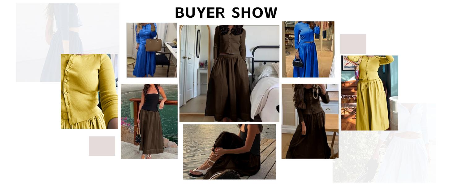 JovenPara Women's 2 Piece Lounge Sets Matching Ribbed Button Down Cardigan & Elastic Waist Skirt Sets gifts