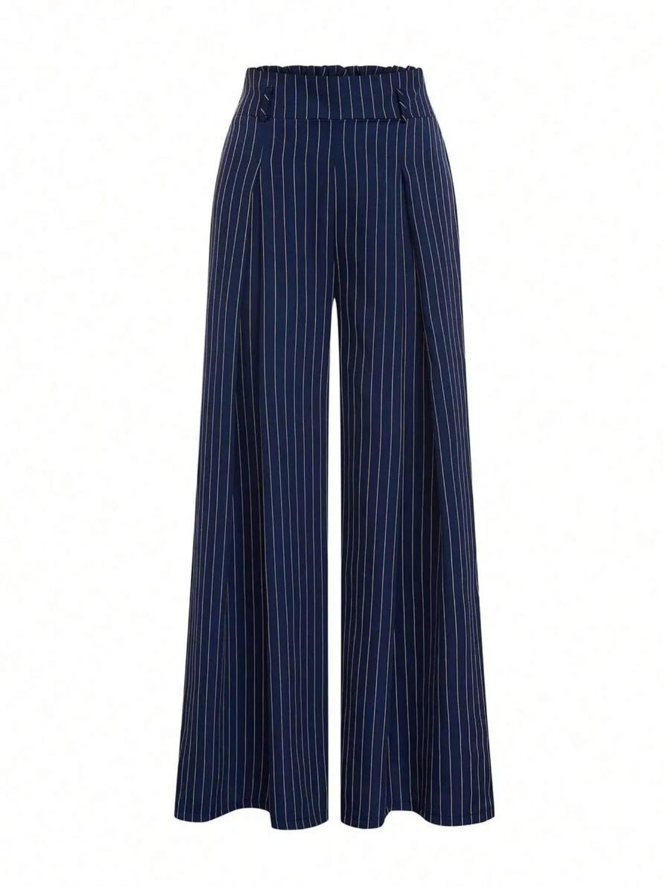 Women's Striped Wide Leg Straight Leg Suit Pants, Elegant Fashion Casual Trousers, Suitable for Office and Business, All Seasons