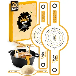 CRUSTLOVE 2 PCS Sourdough Silicone Bread Sling Round – Non-Stick Sourdough Sling & Baking Mat, Reusable & Easy to Clean, Heat Resistant to 480°F, Dough Mat for Artisan Bread Baking Supplies