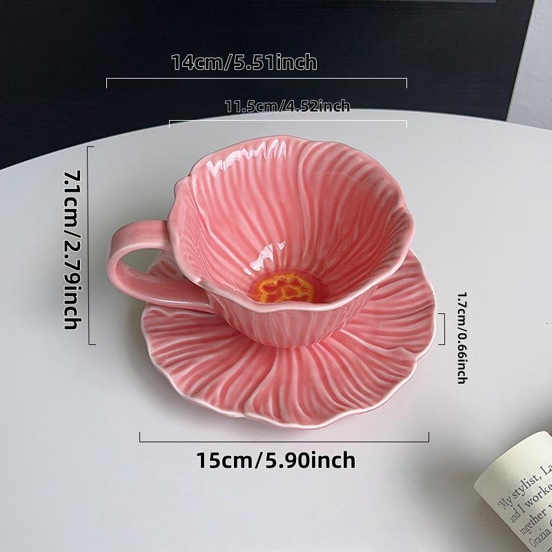 Elegant Coffee Cup Set for Women, Unique Design Ceramic Espresso Cups & Saucers, Perfect Gift for Afternoon Tea, Ceramic Matcha Set