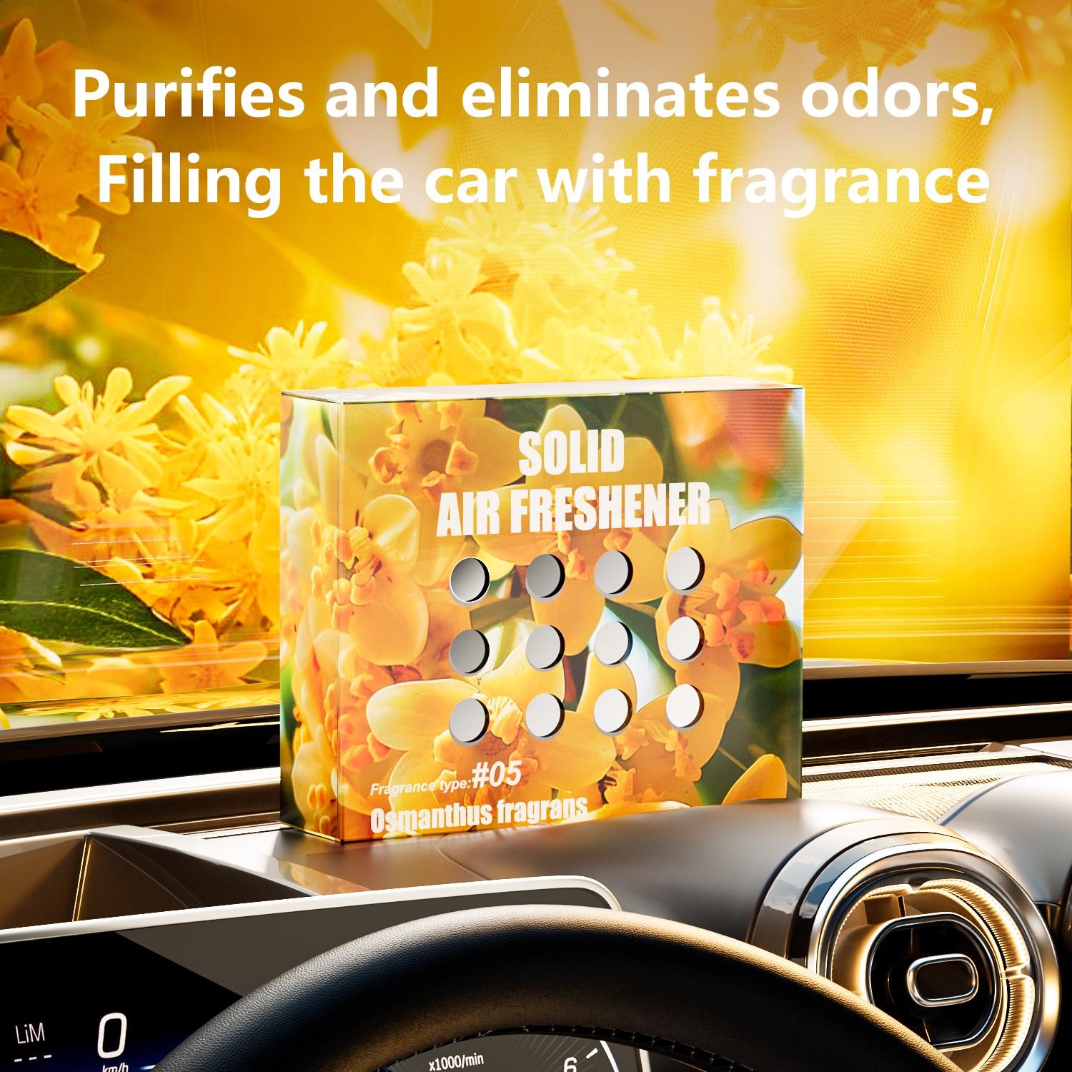 Large Capacity Solid Air Freshener, Long-Lasting Scent, Plant-Based Odor Remover, Car Dashboard Fragrance, Home Use, Lavender Rose Osmanthus
