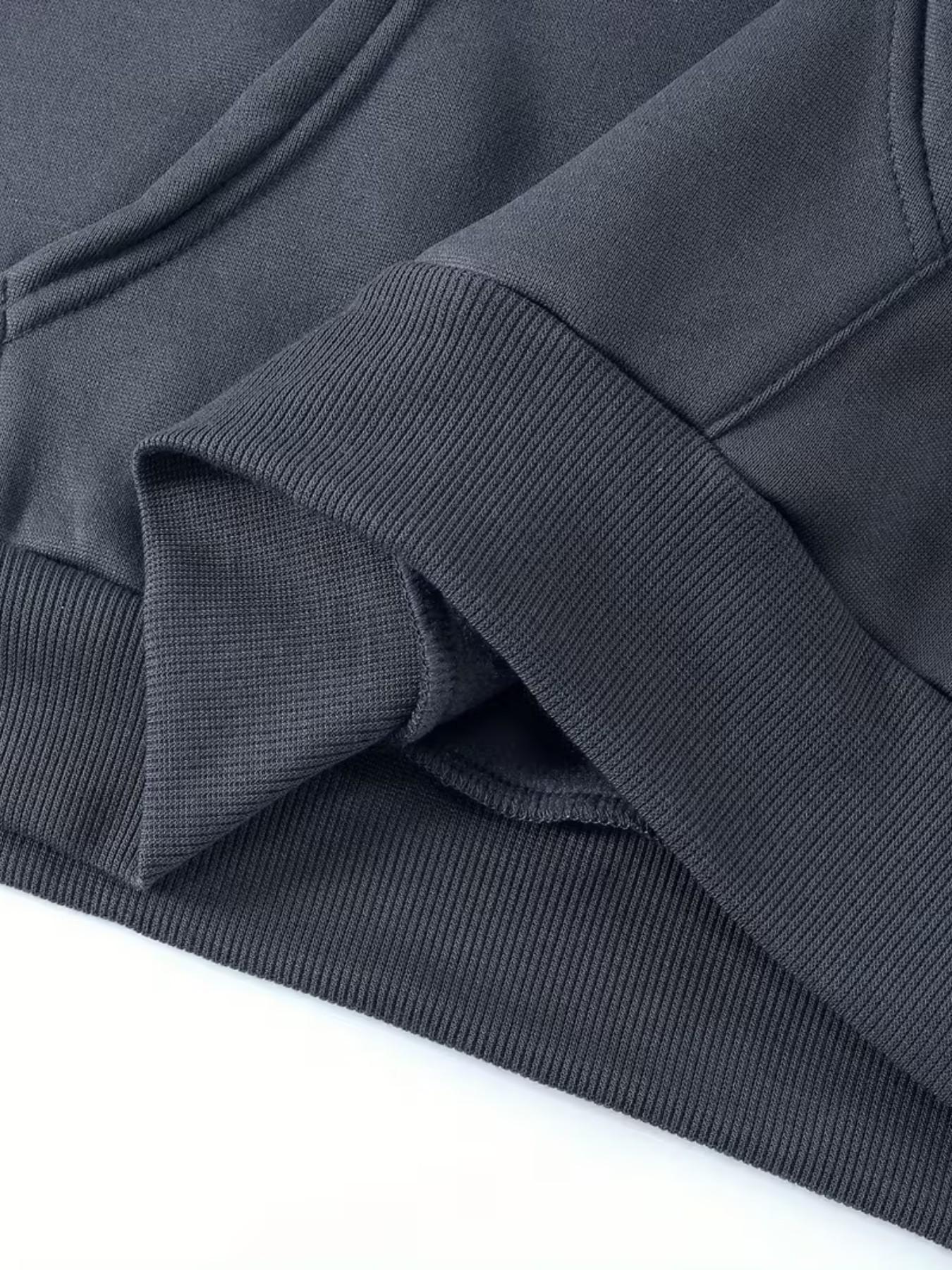 Men's Casual Hooded Sweatshirt, Avenida Casablanca Text & Landscape Print, Spring Fall Warm Pullover, Kangaroo Pocket Design