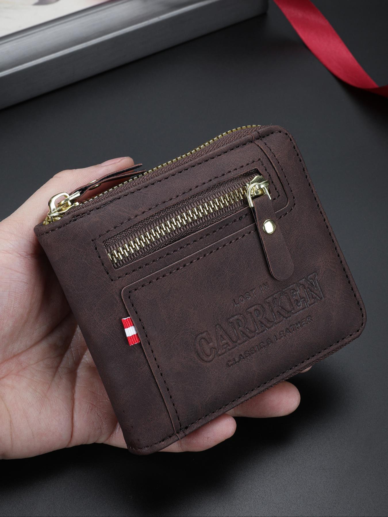 Men's Business Fashion Zipper Short Wallet, Multi Card Slot Card Holder, Multifunctional PU Leather Wallet, Casual Trendy Versatile High-quality Daily Wallet for Men, Credit Card Holder