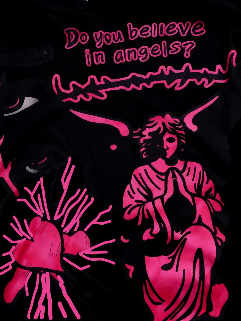 Tiktok Trendy Y2K Style Angel Hoodie & Long Pants Set, Unisex Fall Winter Fleece Sweatshirt, Streetwear Gothic, Couples Fashion Gift