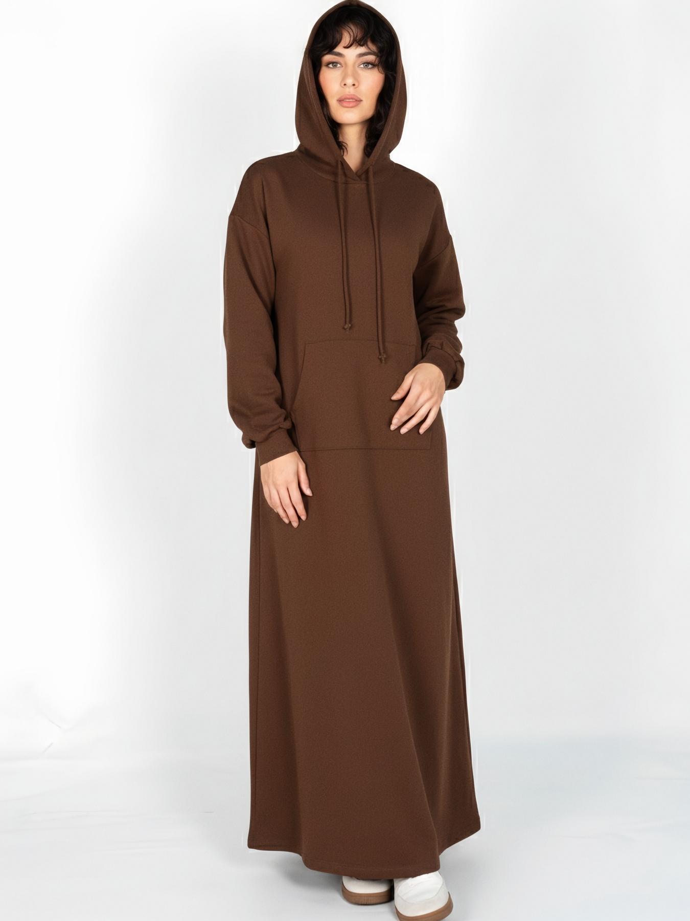 Women's Maxi Dress Hoodie with Drawstring Pocket, Casual Long Sleeve Sweatshirt Abaya, Casual Hooded Sweatshirt, Comfortable Fall & Winter Fashion Women's Maxi Dress Hoodie with Drawstring Pocket, Casual Long Sleeve Sweatshirt Abaya, Casual Hooded Sweatshirt, Comfortable Fall & Winter Fashion