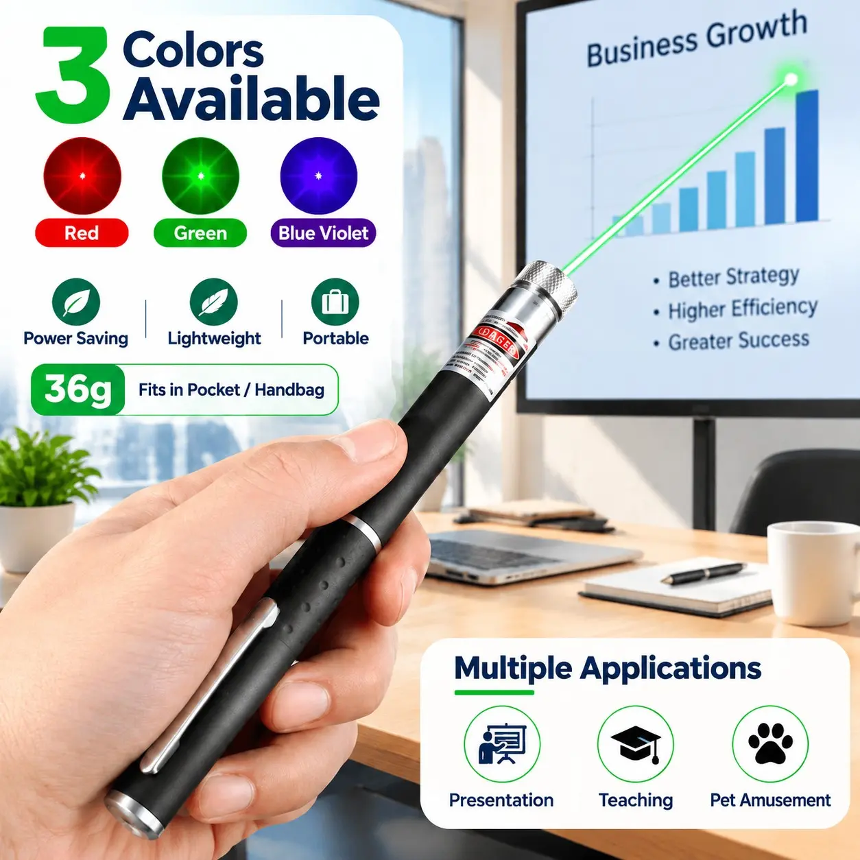 Remote Control Laser Pointer, Red/green/blue Purple Colors, 500m Range, Pet Toy, Portable Anti-Slip Design, Safe Laser Pen, No Battery Included