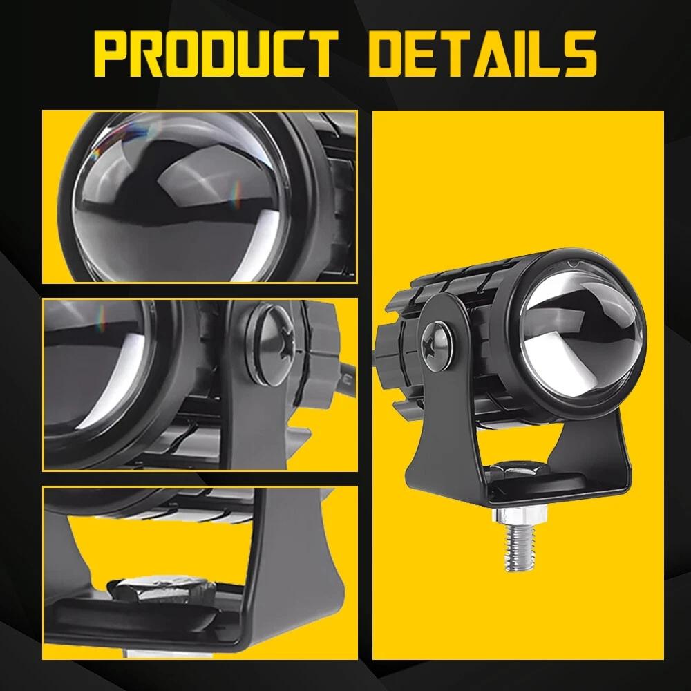 2pcs Motorcycle Headlight Motor Parts Accessories Universal LED Headlamp Projector Lens Dual Spotlight Additional Headlights Led Front Lights