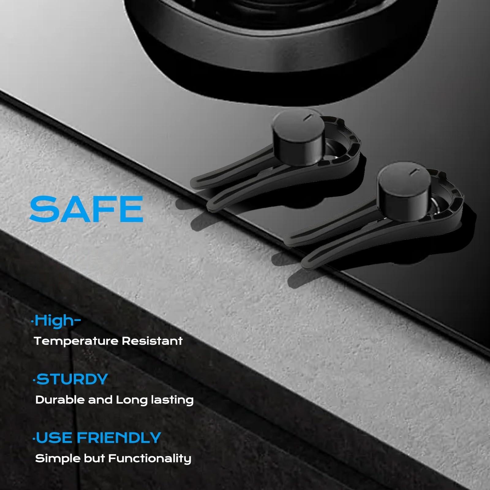 4-Pack Gas Stove Knob Safety Lock Set, Multi-Color Options, Fits Gaps 4mm to 11mm, Kitchen Security Device, All Seasons Use