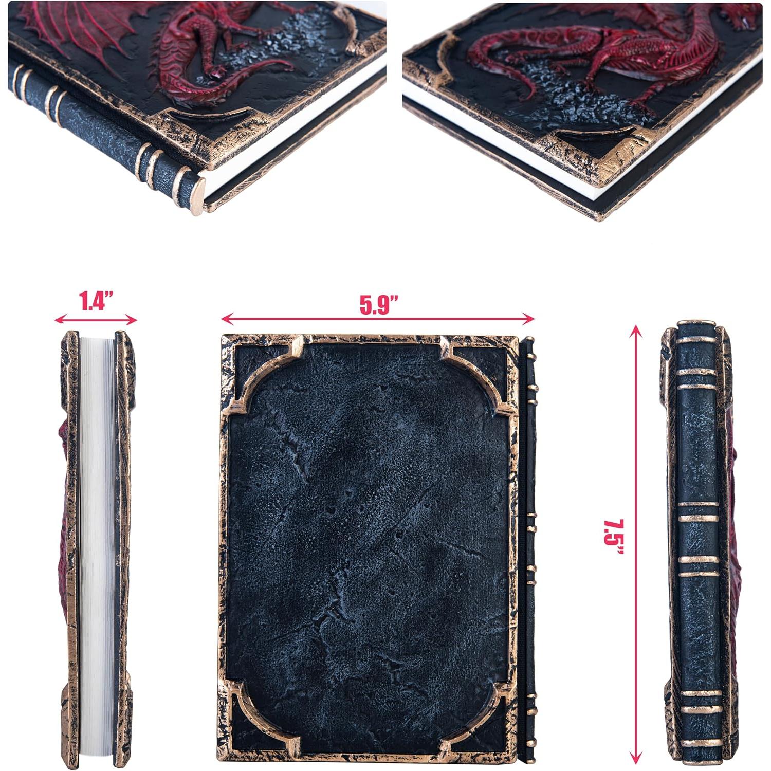 A5 Red Flying Dragon Embossed Cover Journal - Hardcover Engraved Notebook with Lined Pages, Travel Notepad for Writing, Sketching, Man/Woman Office Stationery