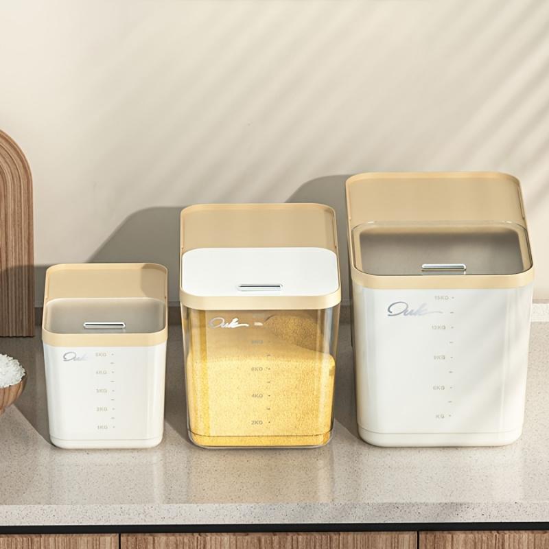 Large Food Storage Bin with Lid, 5kg Airtight Rice Dispenser for Flour, Nuts and Grains, Kitchen Organization