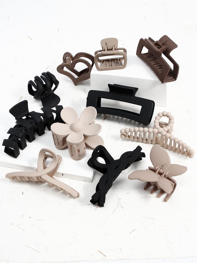 Women's Elegant Flower & Heart & Butterfly Design Hair Claws, 11pcs/set Trendy Mixed Style Non-slip Hair Claws, Casual All-match Hair Accessories for Women & Girls, Hairstyle Ideas, Flower Hair Clip