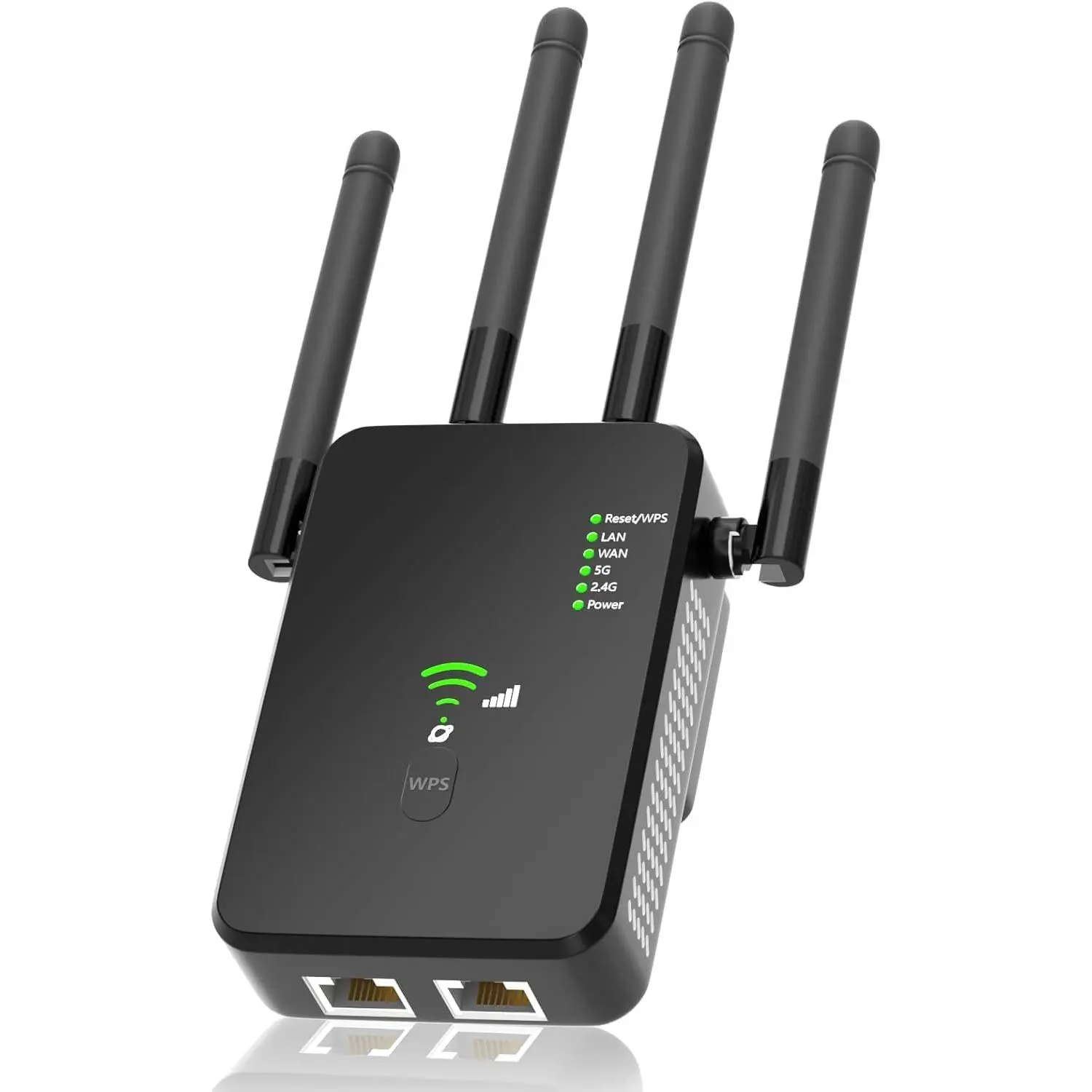 WiFi Extender Signal Booster for ,  Band 5GHz&2.4GHz, Covers Up to 12880 Sq.ft 100 Devices, 1200Mbps  Signal Booster w/Ethernet Port and 4 Antennas