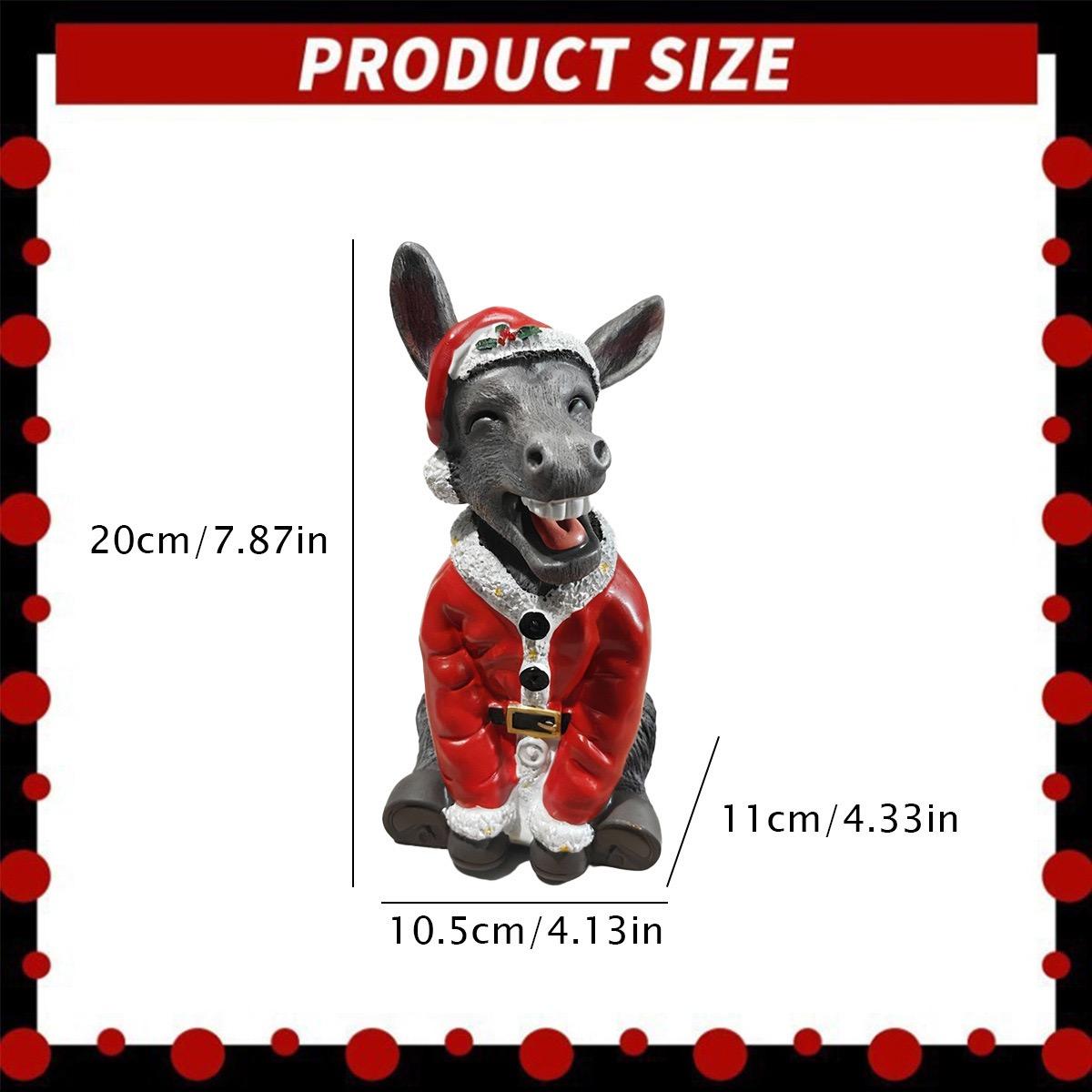 New Christmas Donkey Santa Resin Craft Ornament, 20cm Decorative Figurine, Festive Holiday Decoration, Perfect Gift for Xmas