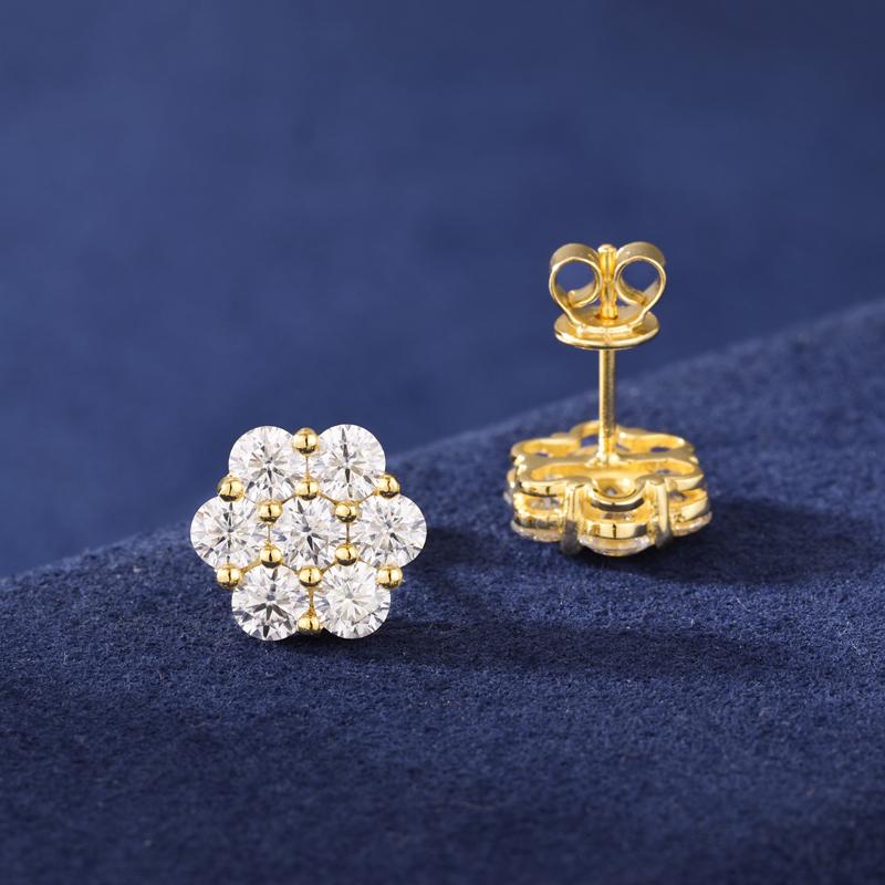 【#E266】UCCIYO Petal Earrings 925 Sterling Silver Synthetic Moissanite Inlay Jewelry Earrings Unisex Fine Jewelry Hip Hop Rapper Gift  FallFreshness