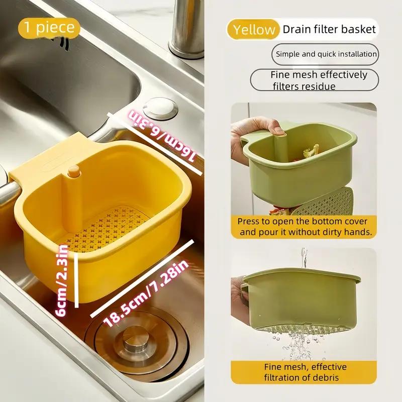 Automatic Kitchen Sink Strainer Basket, Fine Mesh Strainer, Push-Button Drain Filter for Kitchen & Bathroom Sinks, Food Waste Disposal with Removable Bottom