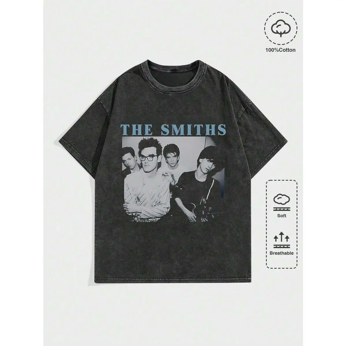 EWH Men's T-Shirt, Retro, Rock Band THE SMITH S, Iconic Band Print, Pattern, Loose Fit, Short Sleeved, Top 004 - A